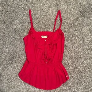 Vintage Hollister Dark Pink Women's Ruffled Tank